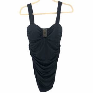 Jantzen US 6 Black One Piece Swimsuit Thick Adjustable Strap Sweetheart Neckline